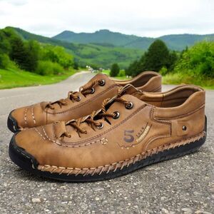 FiveStoreCity Sneakers Loafers Mens 10.5 Handmade Leather Brown Multifunctional